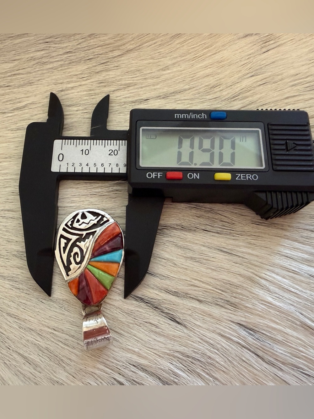 ❤️ Navajo Signed Calvin Begay Spirit Bear Sunrise MultiStone Inlay 925 Pendant - Picture 13 of 14